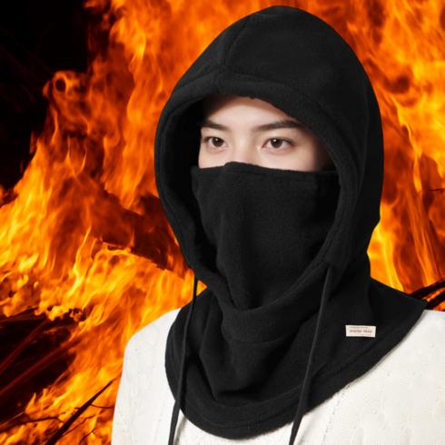 비바핏 기모 후드 넥워머 방한 바라클라바, 블랙, 1개