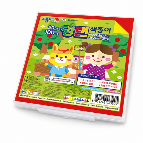 종이나라 6000 양면색종이 케이스 20색 100매입, 100개