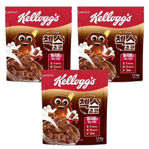 첵스초코 오곡으로 만든 시리얼, 1.2kg, 3개