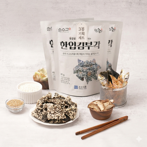 손수식품 손수고 한입 김부각, 40g, 3개