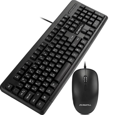 맥스틸 USB 유선 키보드 저소음 마우스 세트, MO-MK1000, 일반형