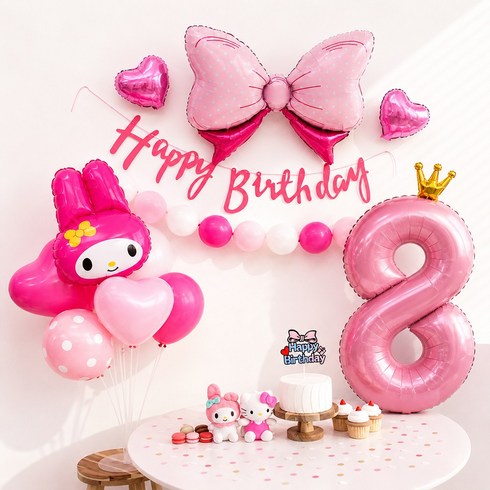 이벤트홀릭 산리오 마이멜로디 풍선 링커벌룬 생일파티용품 세트, 1개, 숫자풍선 8