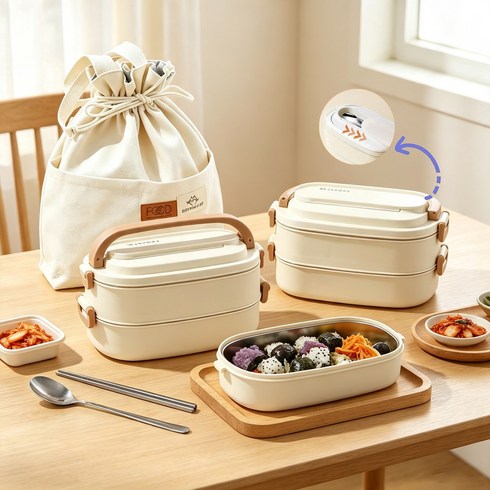 연마제 미포함 스텐 전자렌지 직장인 보온도시락통, 1개, 항균 3단