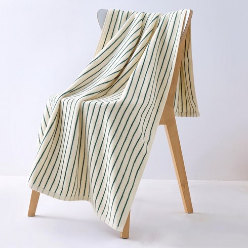 융풍 100% 순면 스트라이프 대형 바스타월 70x140cm 호텔 목욕수건 샤워타월, 아이보리그린, 1개