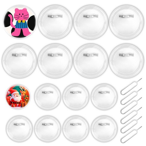 뱃지 만들기 16개 세트 아크릴투명원형뱃지 뱃지꾸미기 뱃지만들기재료 58/75mm DIY 핀 뱃지