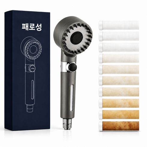 패로성 샤워기 헤드 샤워기 샤워기헤드 샤워헤드 필터샤워 고압 절수형 샤워기, 그레이, 1개
