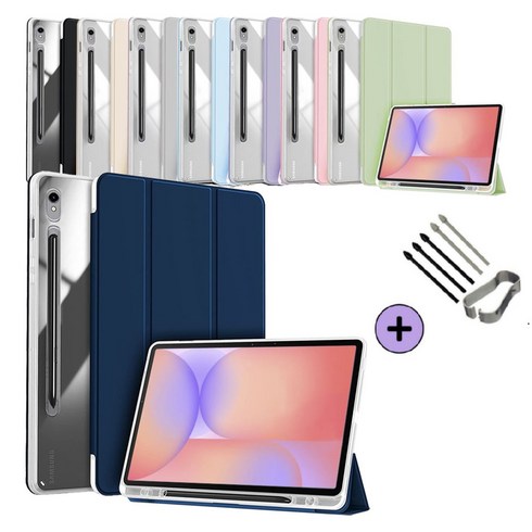 케이스나라 갤럭시탭 S10 Lite 라이트 10.9 호환 투명 클리어 S펜슬 수납 케이스 커버 보호 SM-X400 X406N, 네이비, 1개