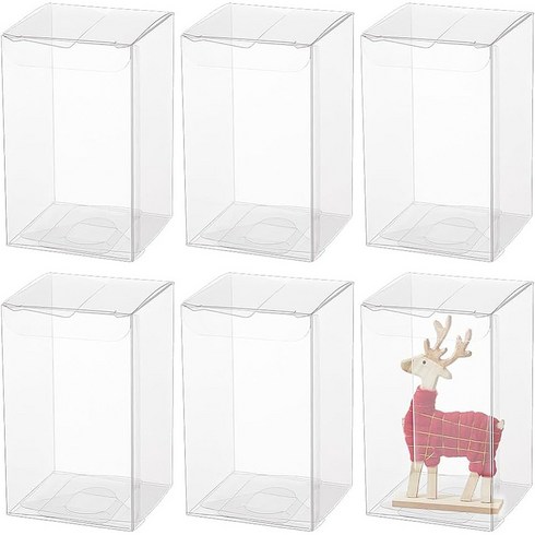 30개 투명 PVC 사탕 상자 선물 포장박스6x6x10cm, 분명한