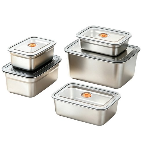 연마제 없는 스텐 밀폐용기 김치통 반찬통 세트, 1000+1500+2000+2200+2800ml, 1세트