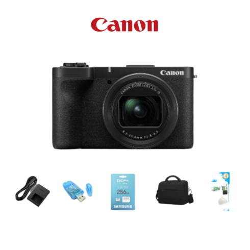 캐논 정품 파워샷 V1 풀패키지+256GB SD+리더기+청소SET+가방+충전기+삼각대 브이로그 카메라