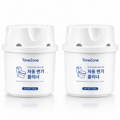 ToneZone 자동 변기 세정제 화장실 변기 탈취제 욕실용 크리너, 200g, 2개