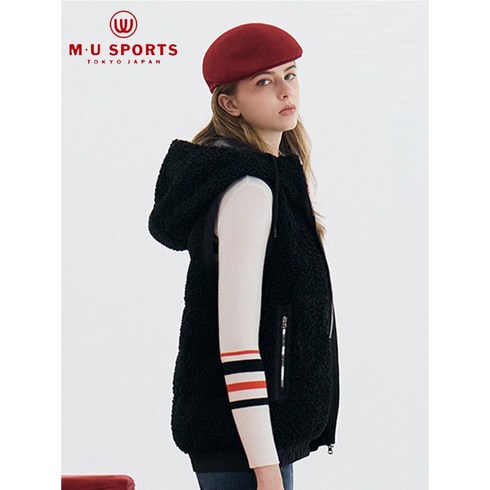 MU SPORTS 여성 보아퍼 다운 베스트 블랙 MUW54DV1BK
