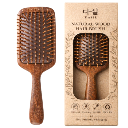 다실 엉킴방지 두피마사지 헤어 브러쉬, 1개, 브라운