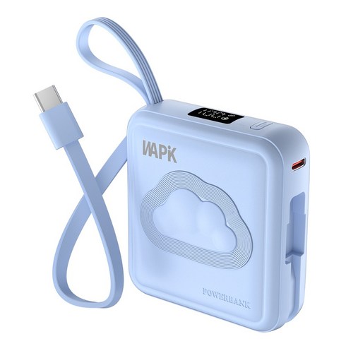 WAPIK 초소형 미니 고속충전 보조배터리 M2 PD 22.5W 10000mAh, 블루