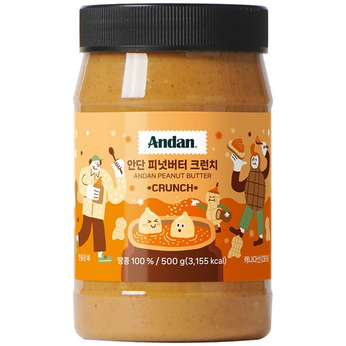 안단잼 무첨가 땅콩 피넛버터 크런치, 500g, 1개