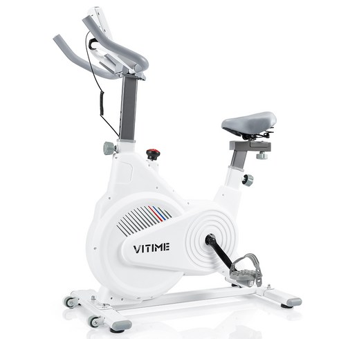 VITIME 실내 자전거 운동기구 스피닝바이크 스핀 바이크 헬스사이클 실내용 가정용 유산소 마그네틱 자전거, 화이트, LQM-618