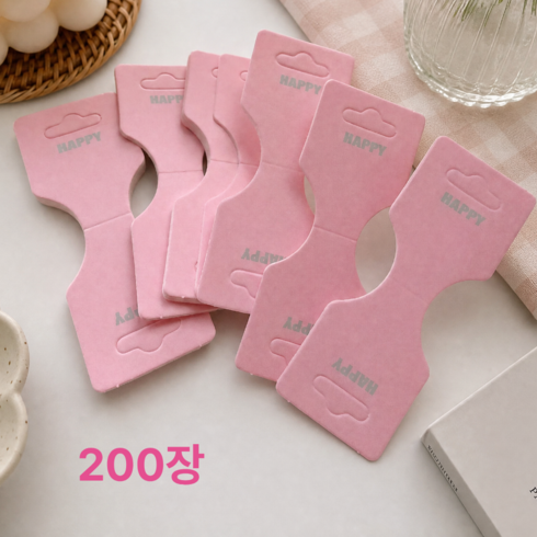 심플리비 컬러풀 액세서리 포장택 헤어핀 택 200장, 1세트, 연핑크