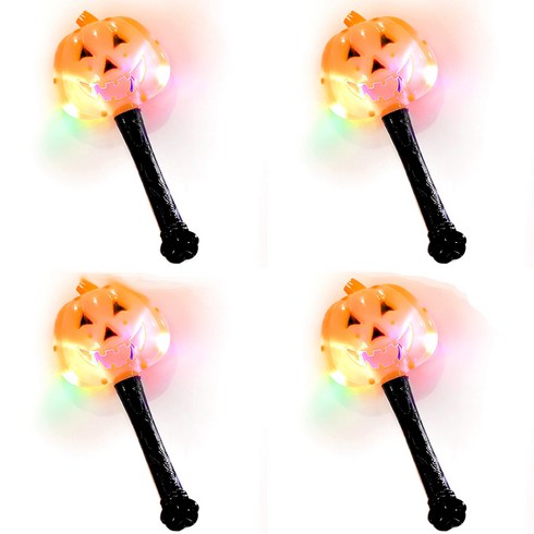 스투피드 할로윈 LED 손잡이 요술봉 호박, 오렌지, 4개