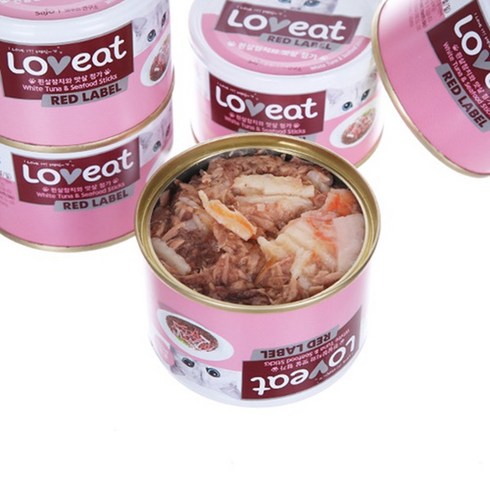 사조러브잇 고양이 레드라벨 간식캔, 혼합맛(흰살참치/맛살), 160g, 24개