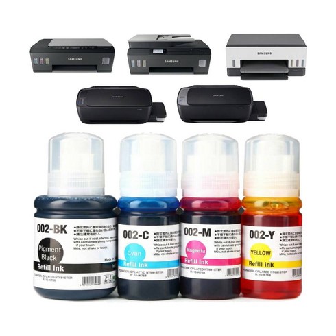 우리네 삼성 SL-T1670W SL-T1680W SL-T2270FW SL-T2170W SL-J1560W 호환 무한잉크 4종 세트, 1세트, 검정, 파랑, 빨강, 노랑