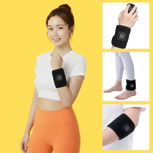 힐히트온 손목 발목 팔꿈치 마사지기 찜질기 온열 원적외선 속열 국산, 검정, 멀티찜질기+보조배터리