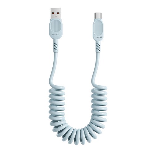 Toocki PD 100W 6A USB-A to C타입 스프링 코일 초고속충전 케이블 180 cm 차량용 안엉킴 케이블 보조배터리 케이블, 1개, 파랑, 1.8m