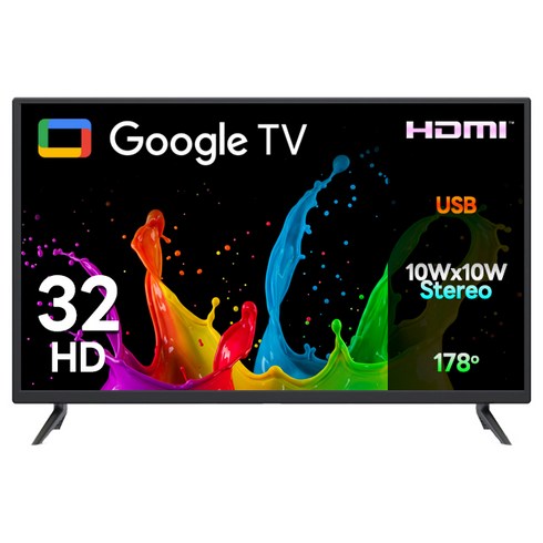 티비아울렛 32인치 81cm HD 스마트 구글 TV OTT 어플 지원 트리플블랙 에너지효율 1등급, 고객직접설치, 스탠드형, V320 트리플블랙 / (단품), 81CM / 32인치