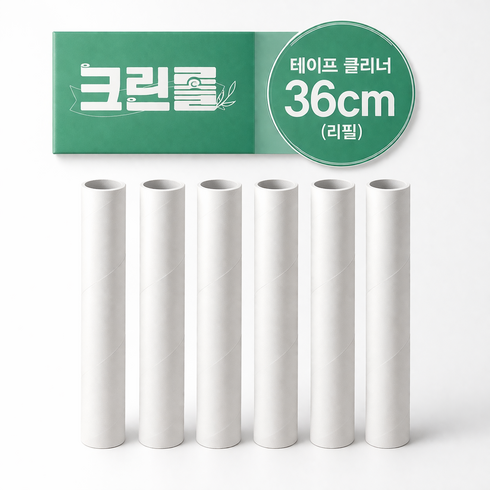 크린롤 36cm 초강력 사선컷팅 먼지제거 롱핸들 돌돌이 테이프클리너 롤러 리필 60매, 6개