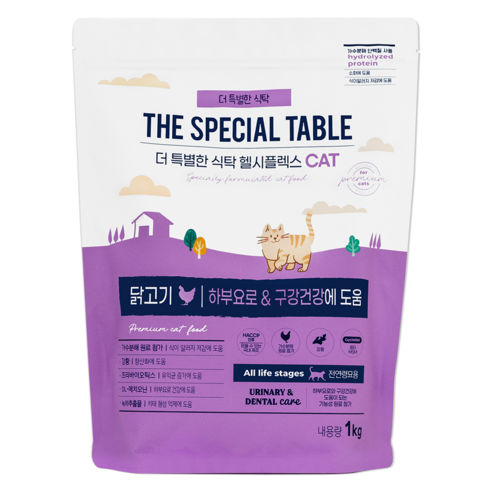 푸디 더특별한식탁 전연령 고양이 기능성 유리너리 & 장건강 건식 사료 헬시플렉스, 1개, 1kg, 닭