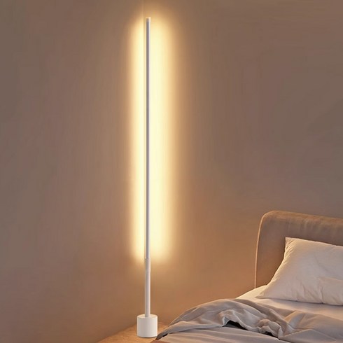SULCATA LED 플로어 장스탠드 조명 리모컨 삼색 조절 거실 침실 겸용, 100cm, 화이트
