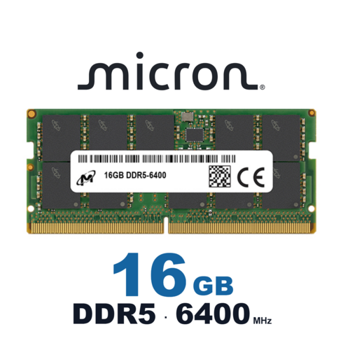 마이크론 노트북용 DDR5 램 메모리 SODIMM, 1개, 16GB 6400MHz (PC5-51200)