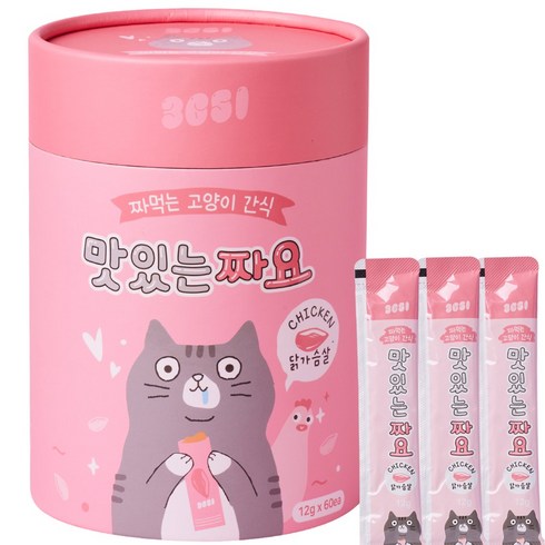 3651 맛있는 짜요 짜먹는 고양이 간식, 닭가슴살, 12g, 60개