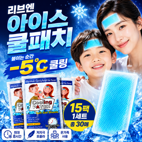 리브엔 오래가는 아이스 쿨링시트 붙이는 쿨패치, 30개
