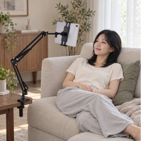 모션플렉 침대 핸드폰 태블릿 거치대 패드 탭 자바라, 1개, 블랙, GMF-01