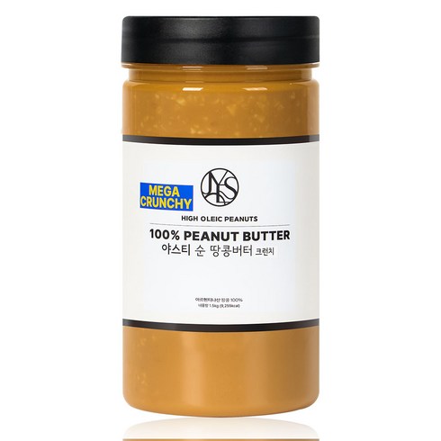 야스티 순 땅콩버터 크런치 100% 무첨가, 1개, 1.5kg