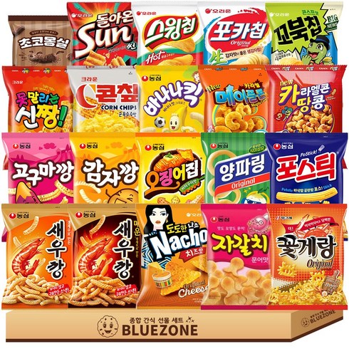 정량 인기스낵 A세트 새우깡 매운새우깡 감깡 고깡 자갈치 포스틱 오징어집 바나나킥 양파링 나초 포카칩 스윙칩 썬칩 꼬북칩 꽃게랑 콘칲 신짱 카라멜땅콩 카라멜메이플 몽실, 1개