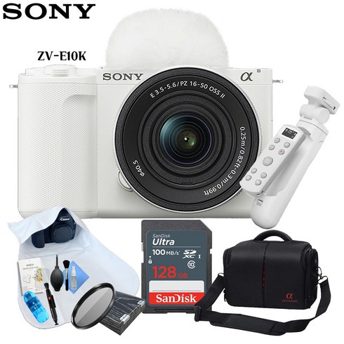 [포토리뷰이벤트] 소니 ZV-E10 + 16-50mm II 브이로그 9종 패키지 (메모리/ OLED 무선 슈팅그립/ 슬림 MCUV 40.5 필터), 화이트, ZV-E10K