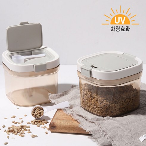 (BPA FREE-만능 소분 용기) 밀폐 보관 통 잡곡 쌀 원두 가루 소분 견과류 프로틴 파우더 분말 보관통, 1호 800ml + 스푼, 2세트