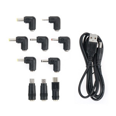 컴스 USB DC 전원 케이블 변환 젠더 10종 세트 1.5m, IH573, 1세트