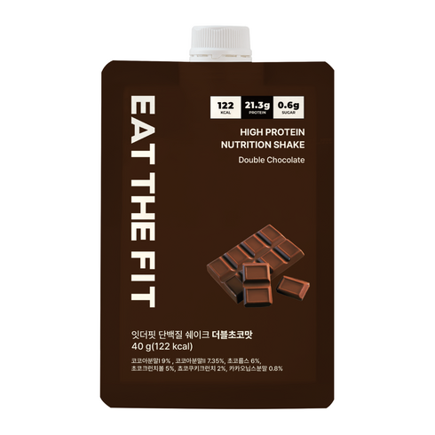 잇더핏 단백질 쉐이크 파우치 더블초코맛, 40g, 1개
