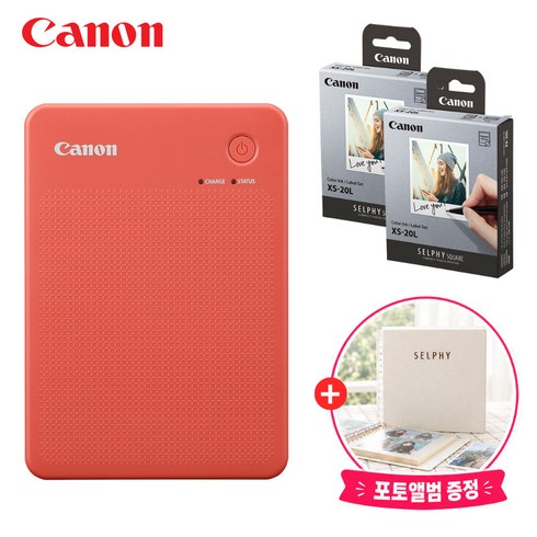 캐논 휴대용 포토프린터 QX20 40매 패키지 스마트폰 사진 인화 + 전용 앨범, 코랄 레드, 용지 40매
