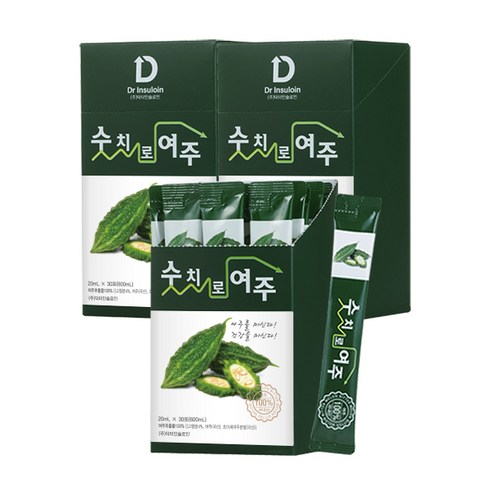 숫치로여주즙 100%여주즙 2026년 햇여주 사용, 3박스, 30포X3박스 (총90포), 600ml