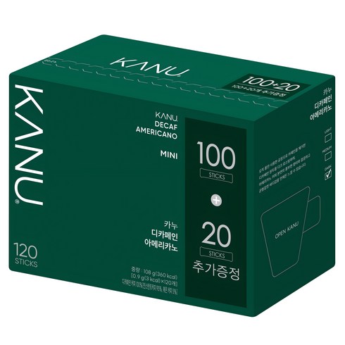 카누 디카페인 아메리카노 원두커피스틱 미니, 900mg, 120개입, 1개