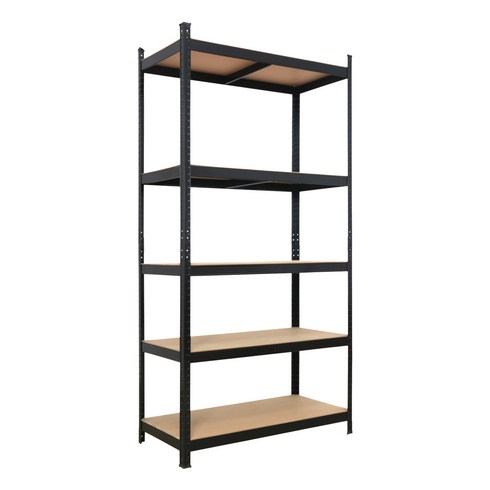 HOMESHOP 튼튼한 간편 조립식 무볼트 철제 앵글 선반 주방 베란다 창고 5 단 900x450x1800mm, 5단, 검은색
