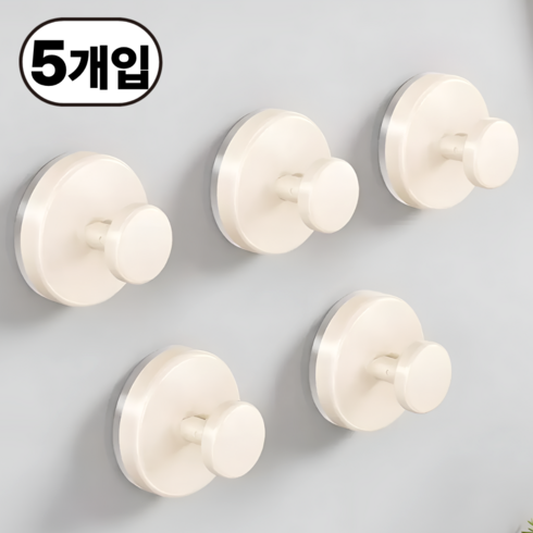 루브앤 떨어짐없는 흡착식 후크걸이, 5개, 아이보리