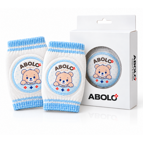 ABOLO B5 BEAR 아기 무릎보호대 면소재, 1세트, 스카이블루