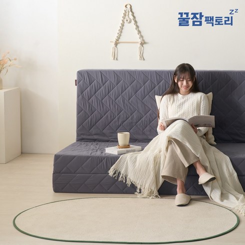 [국산브랜드] 꿀잠팩토리 3단 접이식매트리스 토퍼 7cm 10cm 15cm 커버 포함 + 1년 꺼짐보장
