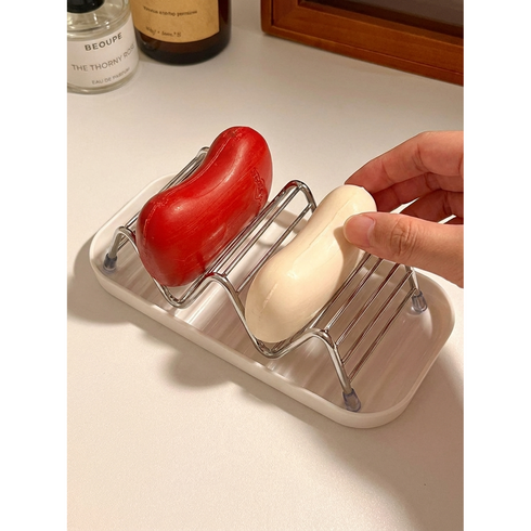 픽잇몰 비누받침대 물빠짐 트레이 욕실비누거치대 스텐비누받침, 1개, 실버