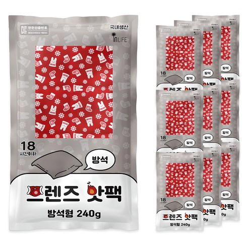 인라이프 국내 제조 방석형 프렌즈 핫팩 240g, 10개