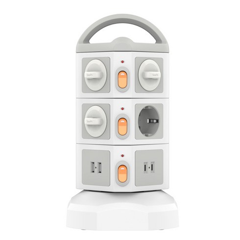 Soopii 4000W고용량 10구 USB 멀티탭 배선차단 캠핑 타워 안전 멀티콘센트 2M TPS10, 1개, 화이트